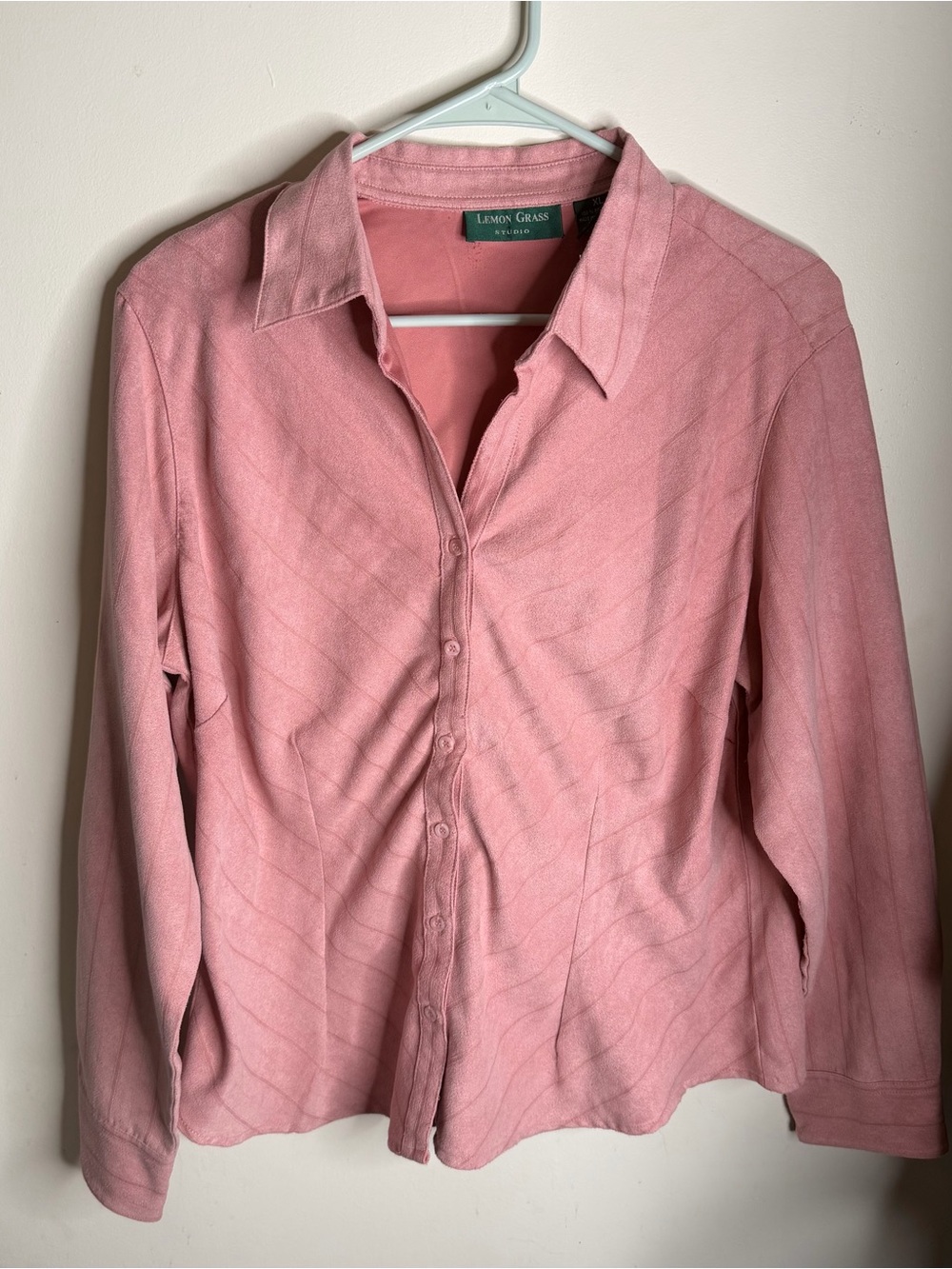 Lemon Grass Pink Button-Down Long Sleeve Shirt
